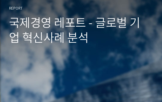 국제경영 레포트 - 글로벌 기업 혁신사례 분석