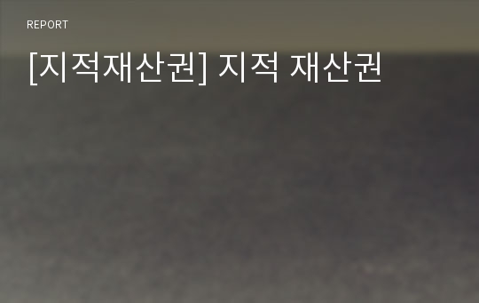 [지적재산권] 지적 재산권