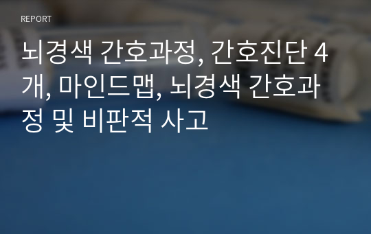 뇌경색 간호과정, 간호진단 4개, 마인드맵, 뇌경색 간호과정 및 비판적 사고