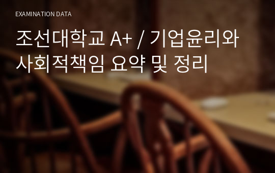 조선대학교 A+ / 기업윤리와 사회적책임 요약 및 정리