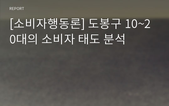 [소비자행동론] 도봉구 10~20대의 소비자 태도 분석