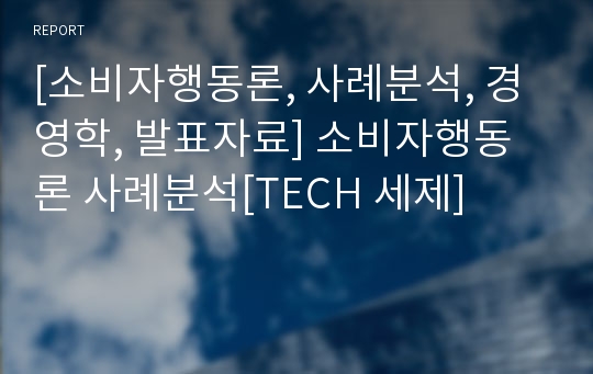 [소비자행동론, 사례분석, 경영학, 발표자료] 소비자행동론 사례분석[TECH 세제]