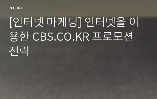 [인터넷 마케팅] 인터넷을 이용한 CBS.CO.KR 프로모션 전략