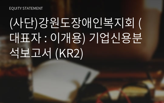 (사단)강원특별자치도장애인복지회 기업신용분석보고서 (KR2)