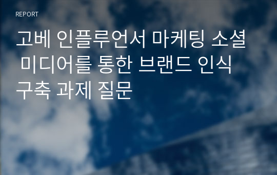 고베 인플루언서 마케팅 소셜 미디어를 통한 브랜드 인식 구축 과제 질문