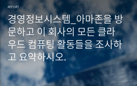 경영정보시스템_아마존을 방문하고 이 회사의 모든 클라우드 컴퓨팅 활동들을 조사하고 요약하시오.