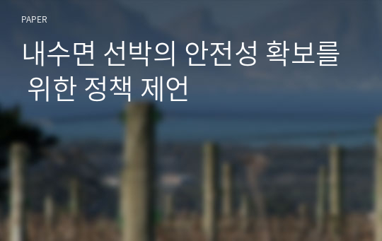 내수면 선박의 안전성 확보를 위한 정책 제언