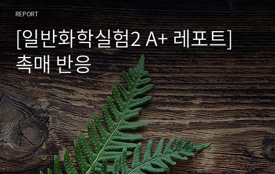 [서강대 일반화학실험2 A+ 레포트] 촉매 반응