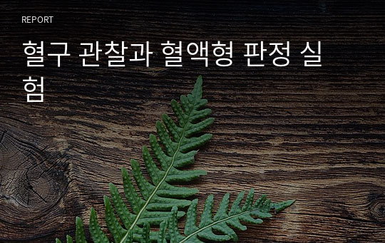 혈구 관찰과 혈액형 판정 실험