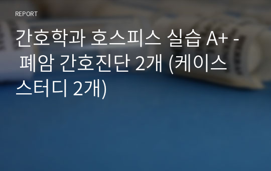 간호학과 호스피스 실습 A+ - 폐암 간호진단 2개 (케이스 스터디 2개)