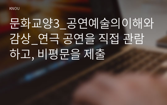 문화교양3_공연예술의이해와감상_연극 공연을 직접 관람하고, 비평문을 제출