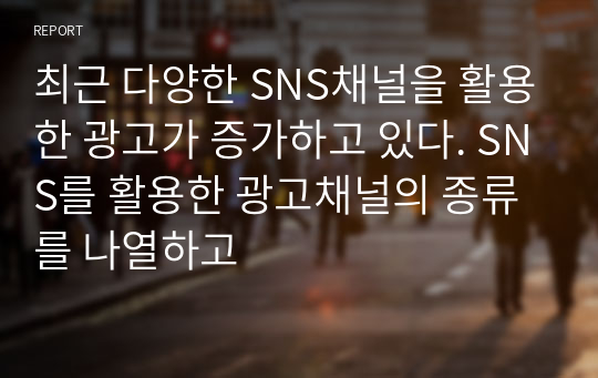 최근 다양한 SNS채널을 활용한 광고가 증가하고 있다. SNS를 활용한 광고채널의 종류를 나열하고