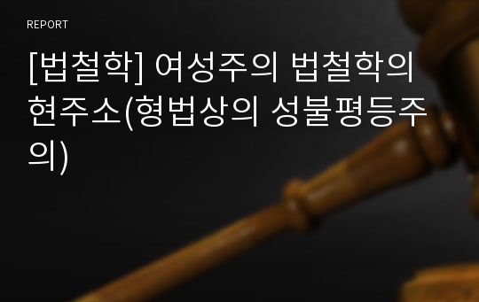 [법철학] 여성주의 법철학의 현주소(형법상의 성불평등주의)