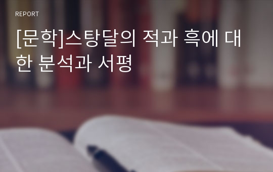 [문학]스탕달의 적과 흑에 대한 분석과 서평