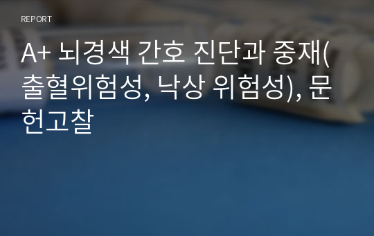 A+ 뇌경색 간호 진단과 중재(출혈위험성, 낙상 위험성), 문헌고찰