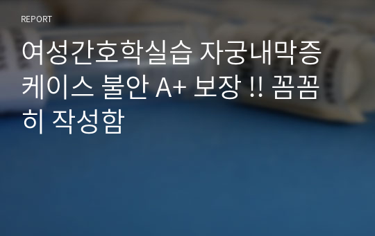 여성간호학실습 자궁내막증 케이스 불안 A+ 보장 !! 꼼꼼히 작성함