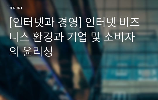 [인터넷과 경영] 인터넷 비즈니스 환경과 기업 및 소비자의 윤리성