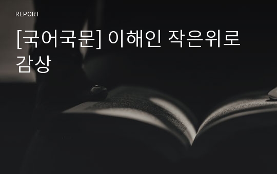 [국어국문] 이해인 작은위로 감상