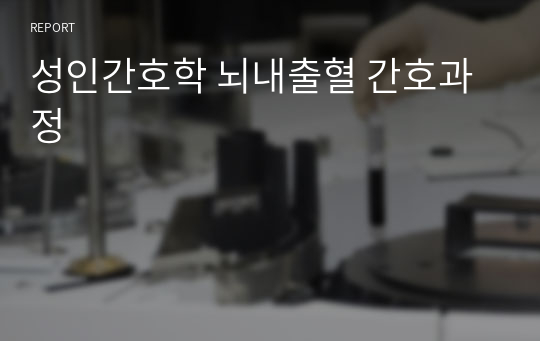 성인간호학 뇌내출혈 간호과정