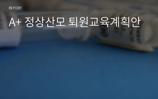 A+ 정상산모 퇴원교육계획안