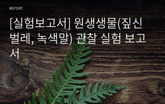 [실험보고서] 원생생물(짚신벌레, 녹색말) 관찰 실험 보고서