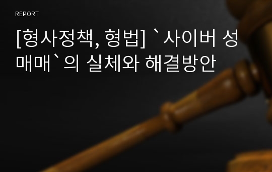 [형사정책, 형법] `사이버 성매매`의 실체와 해결방안