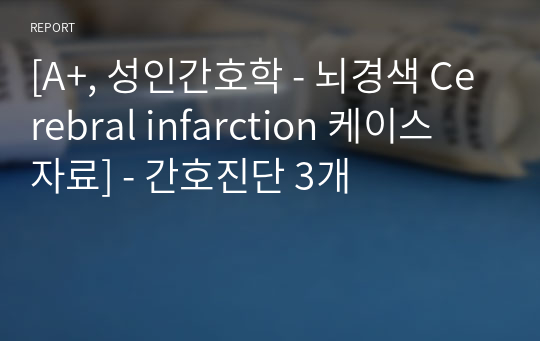 [A+, 성인간호학 - 뇌경색 Cerebral infarction 케이스 자료] - 간호진단 3개