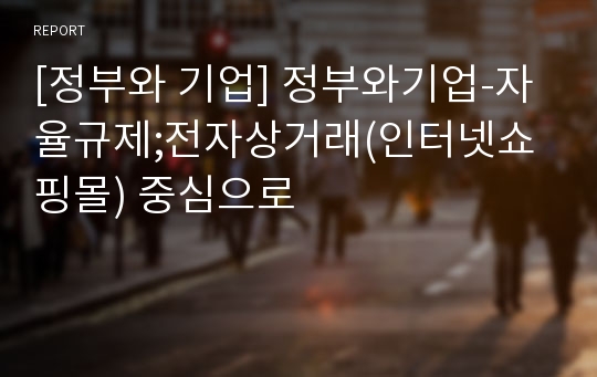 [정부와 기업] 정부와기업-자율규제;전자상거래(인터넷쇼핑몰) 중심으로