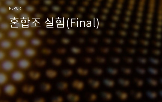 혼합조 실험(Final)