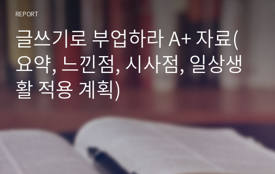 글쓰기로 부업하라 A+ 자료(요약, 느낀점, 시사점, 일상생활 적용 계획)