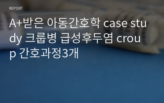 A+받은 아동간호학 크룹병 간호과정 case study 급성후두염 croup 간호과정3개