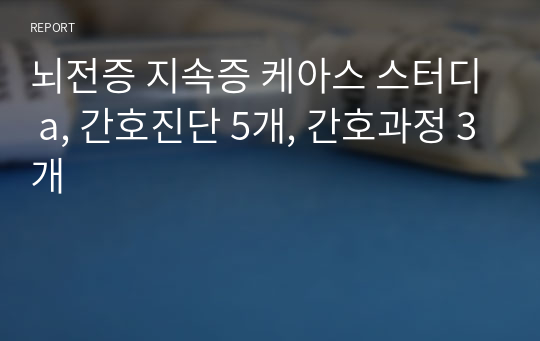 뇌전증 지속증 케아스 스터디 a, 간호진단 5개, 간호과정 3개