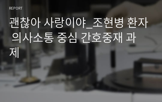 괜찮아 사랑이야_조현병 환자 의사소통 중심 간호중재 과제