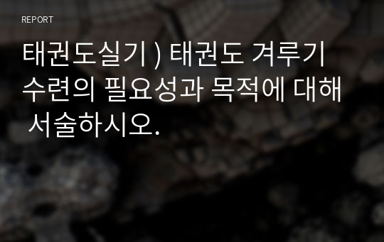 태권도 실기 ) 태권도 겨루기 수련 필요성 목적