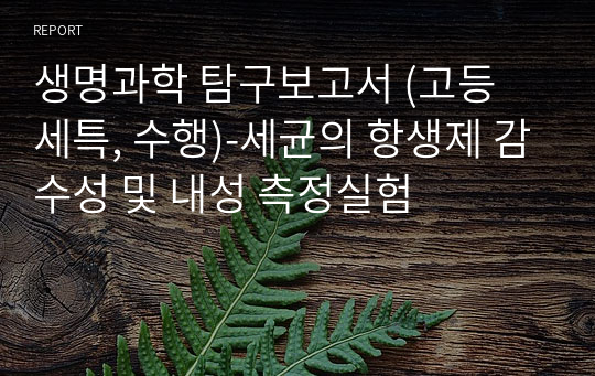 생명과학 탐구보고서 (고등 세특, 수행)-세균의 항생제 감수성 및 내성 측정실험