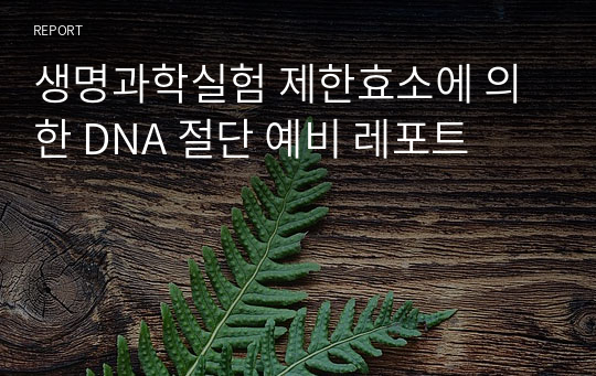 생명과학실험 제한효소에 의한 DNA 절단 예비 레포트