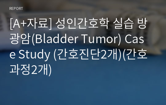 [A+자료] 성인간호학 실습 방광암(Bladder Tumor) Case Study (간호진단2개)(간호과정2개)