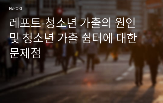 레포트-청소년 가출의 원인 및 청소년 가출 쉼터에 대한 문제점