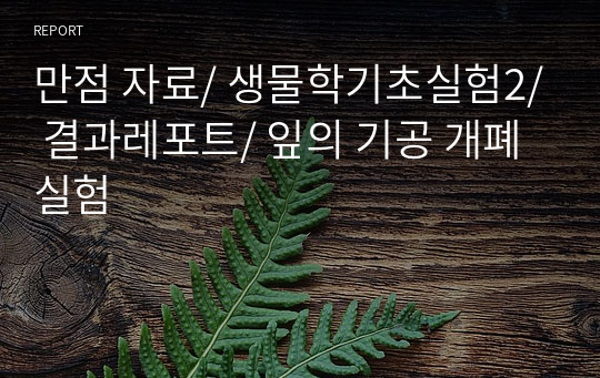 만점 자료/ 생물학기초실험2/ 결과레포트/ 잎의 기공 개폐 실험