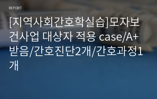 [지역사회간호학실습]모자보건사업 대상자 적용 case/A+받음/간호진단2개/간호과정1개