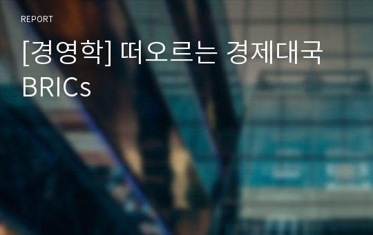 [경영학] 떠오르는 경제대국 BRICs