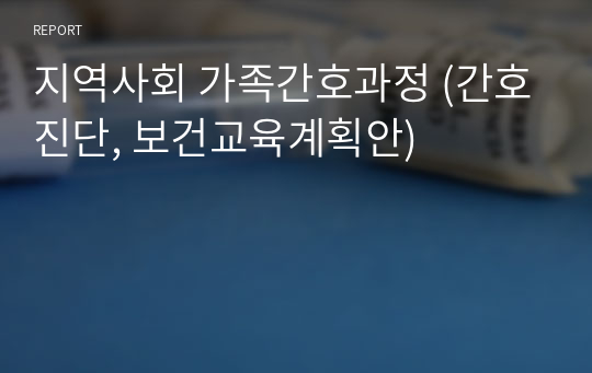 지역사회 가족간호과정 (간호진단, 보건교육계획안)