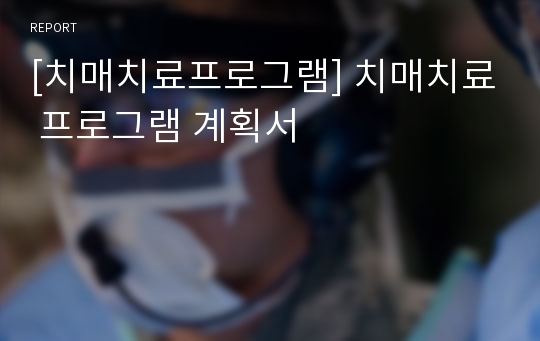 [치매치료프로그램] 치매치료 프로그램 계획서