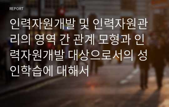 인력자원개발 및 인력자원관리의 영역 간 관계 모형과 인력자원개발 대상으로서의 성인학습에 대해서