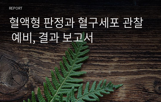 혈액형 판정과 혈구세포 관찰 예비, 결과 보고서