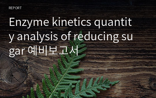 Enzyme kinetics quantity analysis of reducing sugar 예비보고서