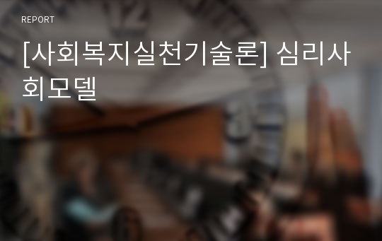 [사회복지실천기술론] 심리사회모델