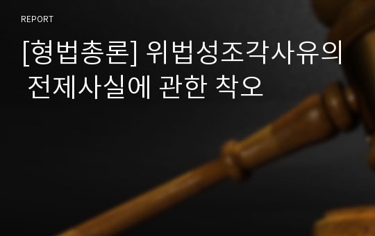 [형법총론] 위법성조각사유의 전제사실에 관한 착오