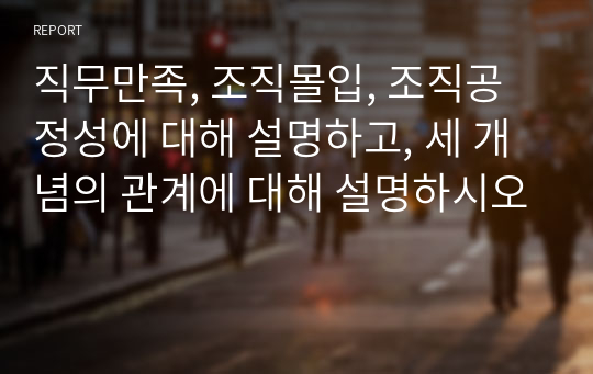 직무만족, 조직몰입, 조직공정성에 대해 설명하고, 세 개념의 관계에 대해 설명하시오