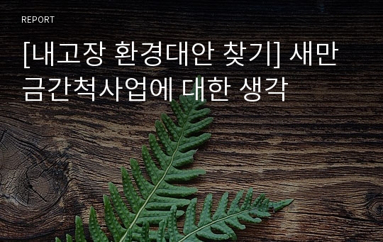 [내고장 환경대안 찾기] 새만금간척사업에 대한 생각